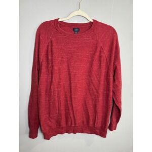 J Crew‎ Men's Red Marled Knit Crewneck Sweater XL 100% Cotton Casual